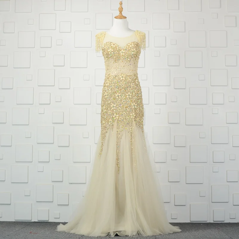 champagne mermaid evening gown