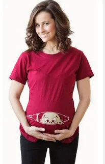 Футболки для беременных с принтом короткий рукав Свободные топы Для женщин футболка Беременность Футболка для беременных топ, жилет кормящих одежда - Цвет: K-Red