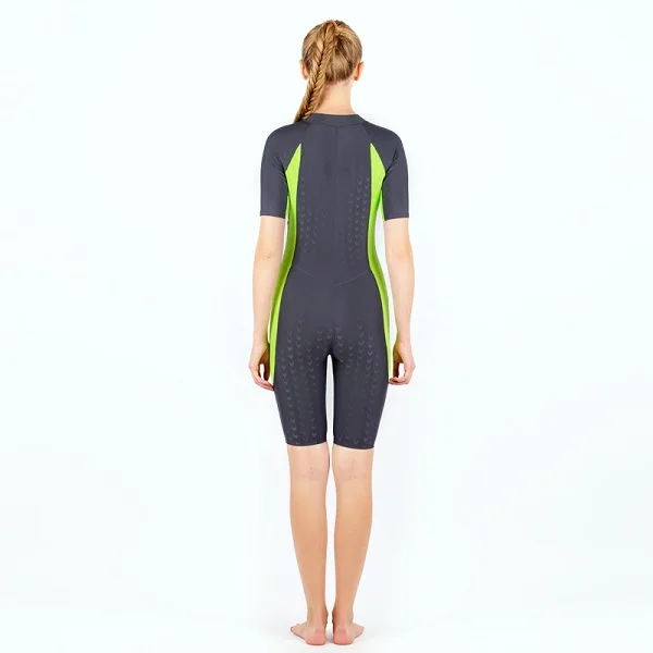 Сдельный тренировочный гоночный костюм для соревнований, спортивный купальник для бодибилдинга, женский купальник на молнии профессионального размера плюс, купальник из спандекса - Цвет: Зеленый