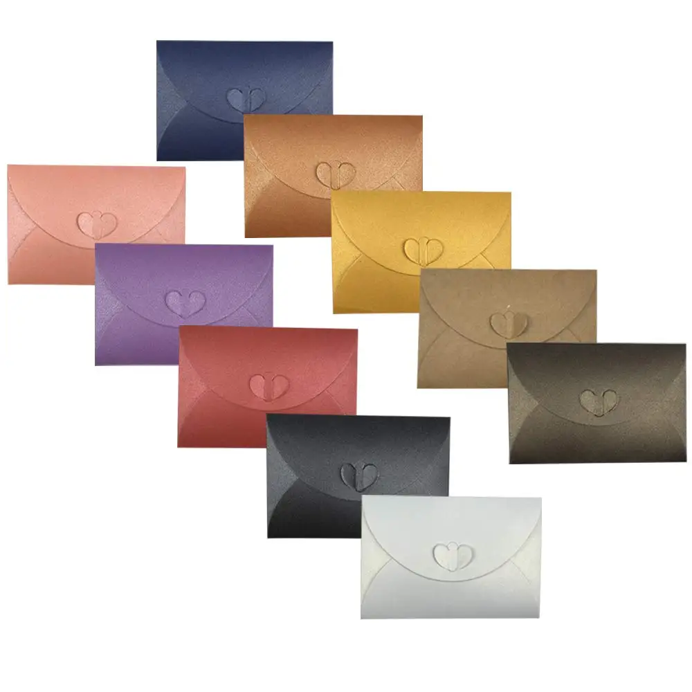 Cute Post Card Holders Heart Clasp Shining Colorful Envelopes 22 Pcs, 11 Colors Mini Kraft Paper Envelopes JKJF Mini Gift Card Envelope