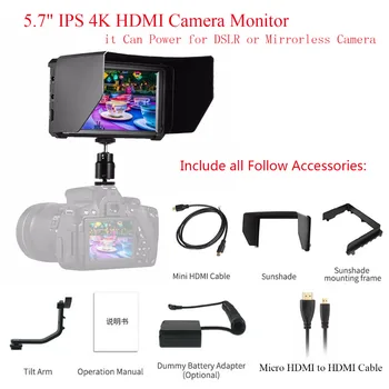 

Feelworld F6 5.7" IPS 4K HDMI Camera Monitor w/ battery,for all DSLR Camera Video,it Can Power for DSLR