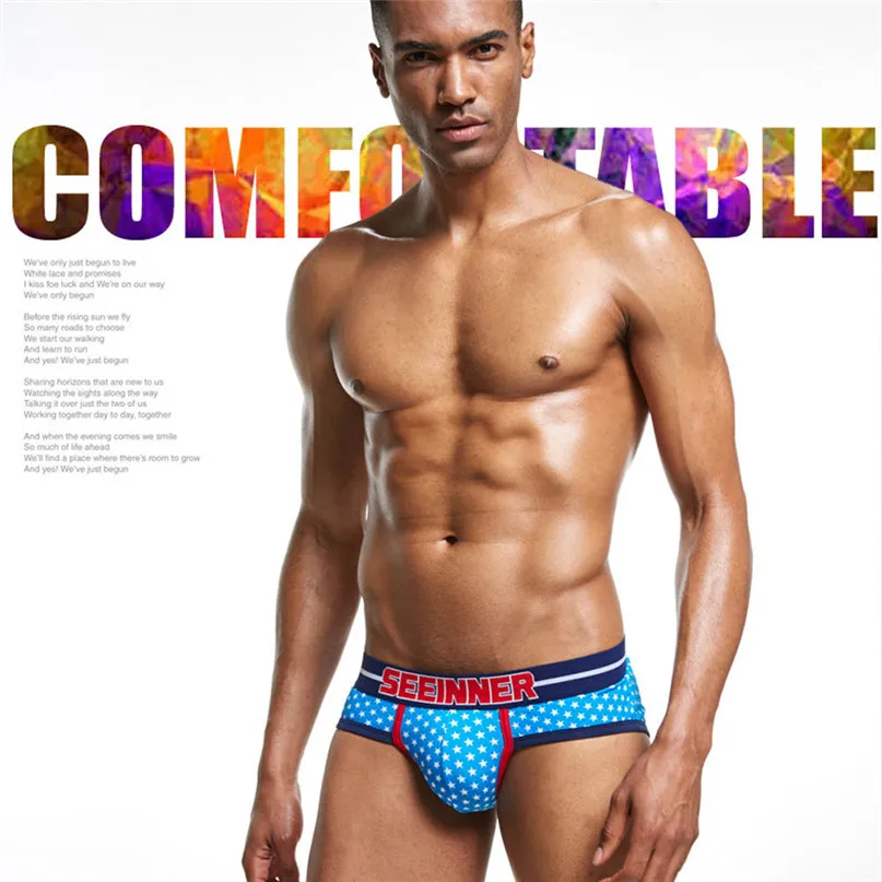 Soft Cotton Briefs Panties Mens Sexy Underwear Shorts Underpants Star Prints Soft Cotton Briefs Panties #2h25 (14)