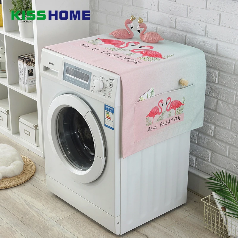 

35x95cm Flamingo Household Waterproof Refrigerator Dust Cover With Storage Bag For Kitchen Washing Machine Accessories Supplies