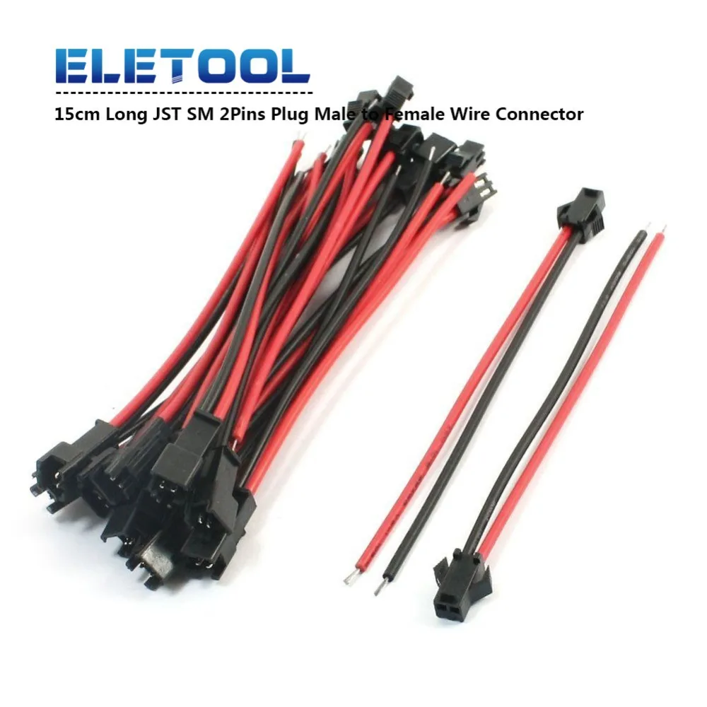 

10pcs 15cm Long JST SM 2Pins Plug Male to Female Wire Connector Soldering male and female terminal wire 34
