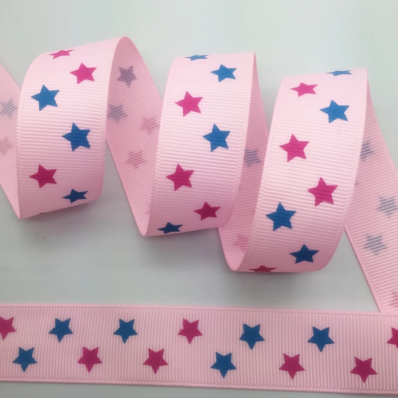 5 ярдов 1 дюйм 25 мм в ширину со звездами корсажная лента бант для волос/Рождество/свадьба DIY шитье ремесло - Цвет: Pink