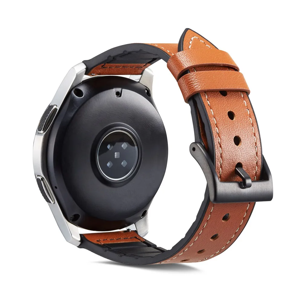 22 мм Универсальный ремешок для Samsung Gear S3/Galaxy Watch 3 45 мм/46 часов Силиконовый + кожаный