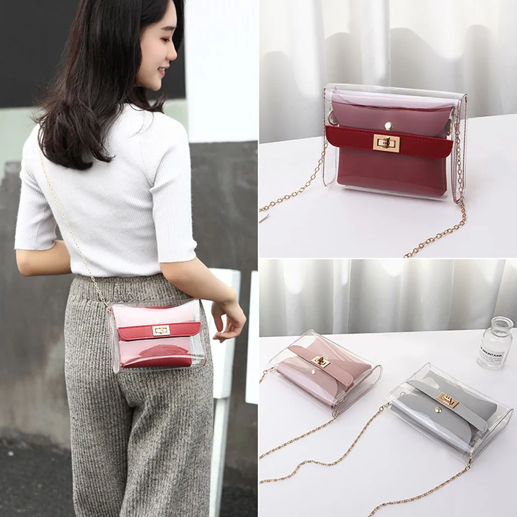 

Coneed Fashion Lady Transparent Shoulders Jelly Package Letter Purse Mobile Phone Messenger Bag Trendy Small Bag 2019 mar25 p30