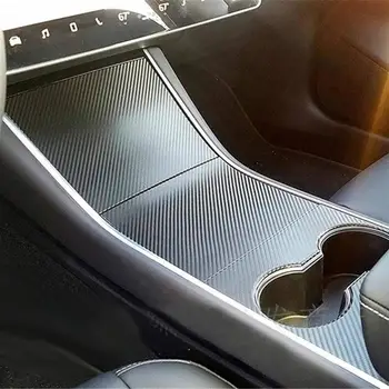 

For Tesla Model 3 Center Console Film Center Console PVC Wrap Matt Black Carbon Fiber Easy Installation 1 Set