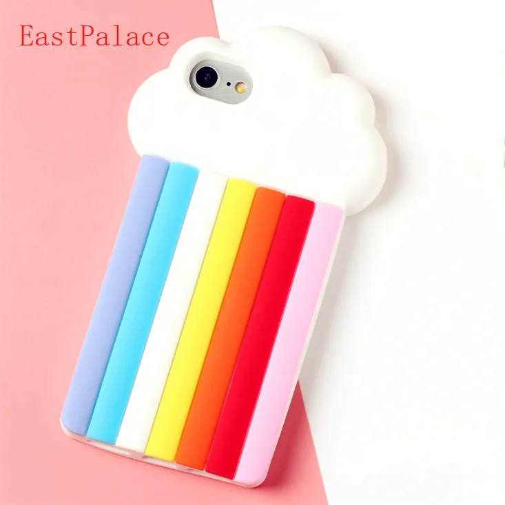 Мягкий силиконовый 3D чехол Kawaii Rainbow для телефона IPhone 8 7 6 S 6s Plus plus Роскошные