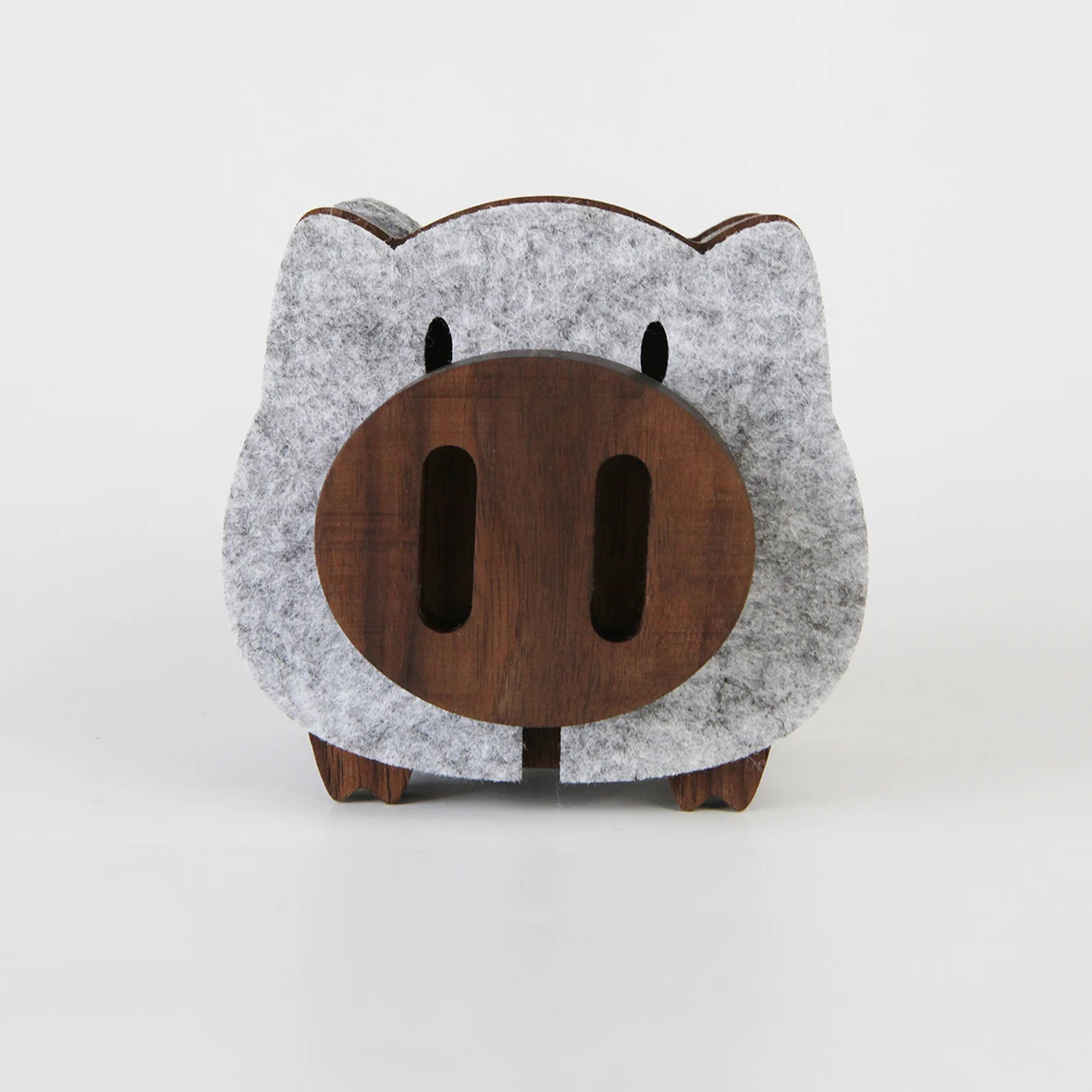 Goedkoop Zwarte Walnoot Vilt Onderzetters Diy Mooie Varken Vorm 8 Pcs Vilt Placemat Voor Thee Koffie Cup Isolatie Pads Thuis bureau Decor Grey Kleur