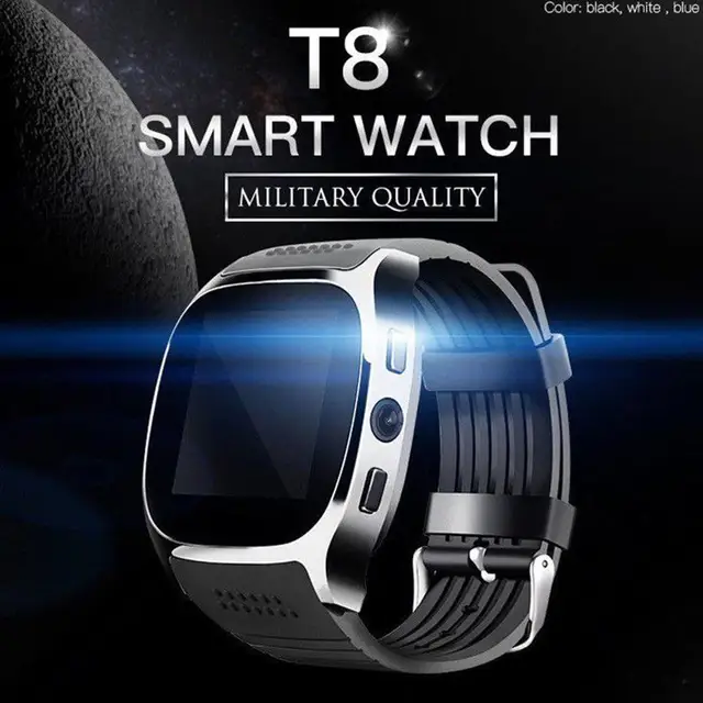 T8 Bluetooth Smart Watch With Camera Facebook Whatsapp Support SIM TF Card Call Sports Smartwatch For Android Phone PK Q18 DZ09 1