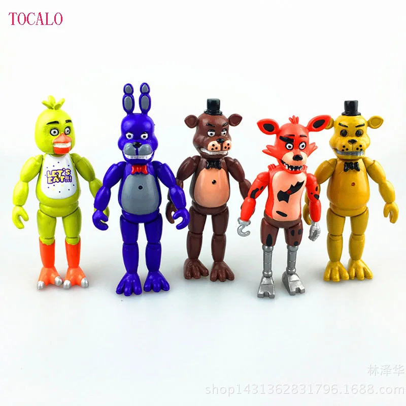 

5.5 Inches 5pcs/set PVC Five Nights At Freddy's With Lighting Action Figures Toys Foxy Freddy Fazbear Bear Doll Come with Box