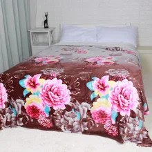 Цветок пиона фланель, Флисовое одеяло для свадьбы мягкое теплое покрывало на диван, кровать, Винтаж китайский Стиль постельные принадлежности 200x220 см