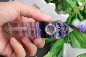 

108 grams of natural quartz crystal Fluorite skull smoking pipe to heal