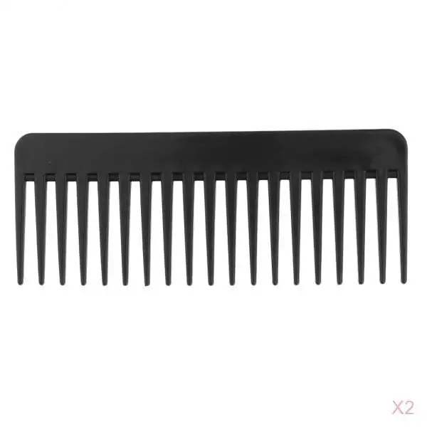 2pcs Black Large Tooth Detangling Comb, Wide Teeth Hair Combs for Salon Barber Shampoo Detangler for Thick Long Curly Wavy Hair 