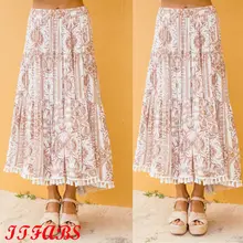 Летнее Новое поступление винтажные богемные цветочные печатные женские Boho длина до пола длинные пляжные макси Вечерние свободные Расклешенная юбка