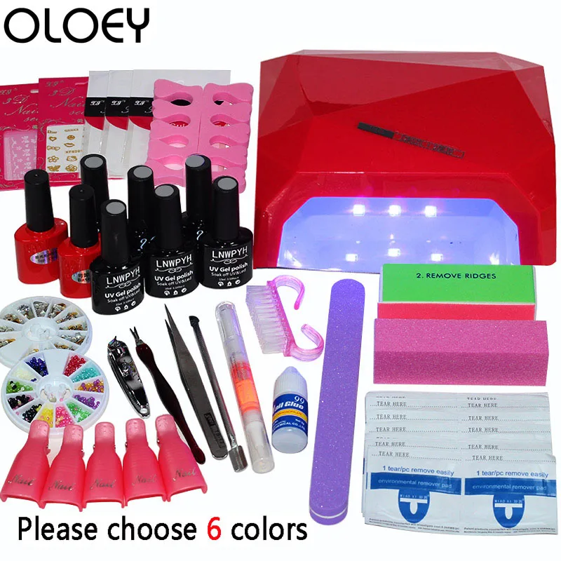 Nail Art Manicure Full Tool 36w Uv Lamp ( Chose 6 Color Gel Polish