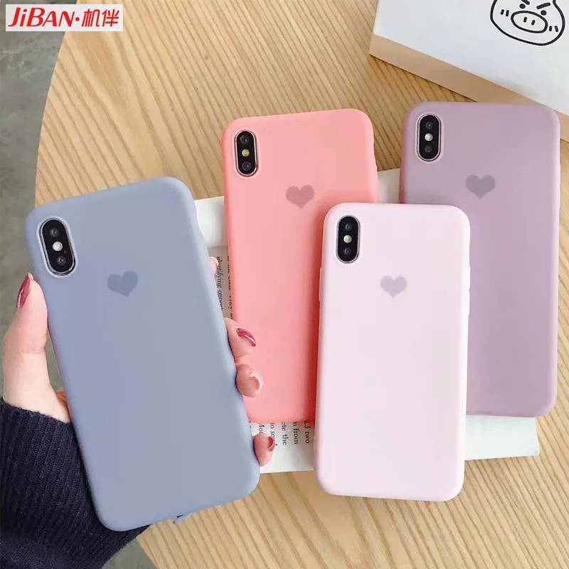 Чехлы для телефонов JIBAN ярких цветов с сердечками Iphone XS Max XR задняя крышка 6 6s 7 8 Plus