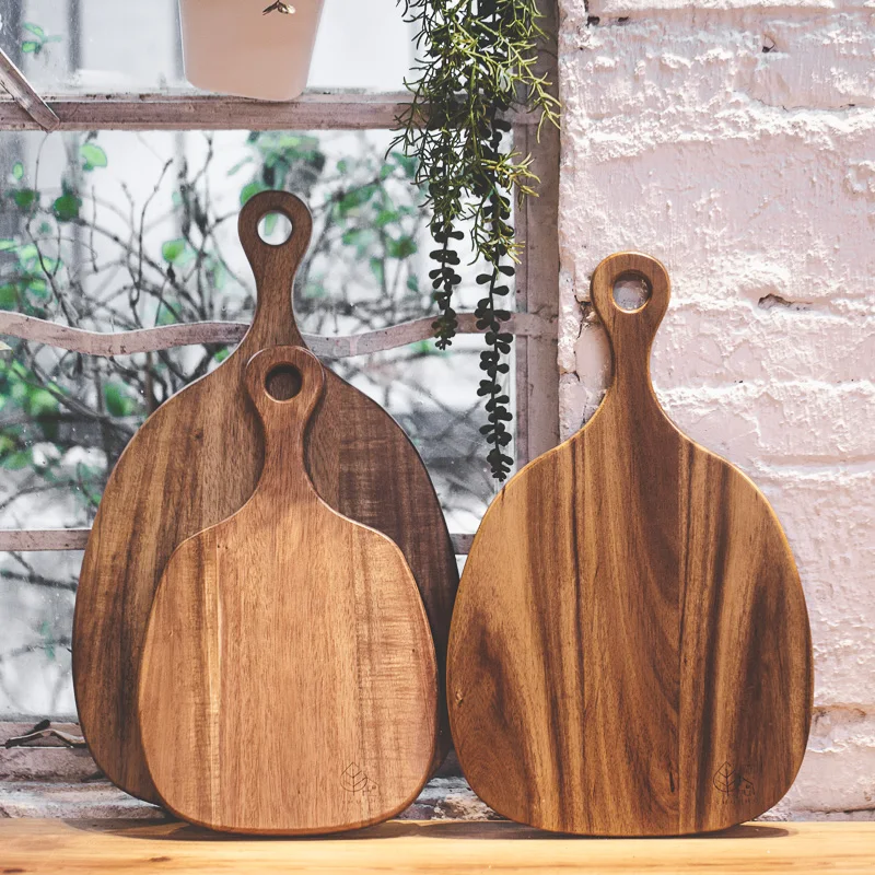 Acacia Wood Oval Cutting Board Thick Antibacterial Eco Natural Wood