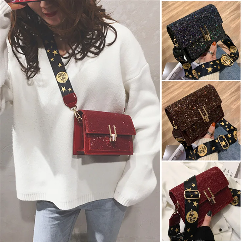 

Sequin Women Shoulder Bag PU Leather Handbag Messenger Crossbody Satchel Purse 2019 New