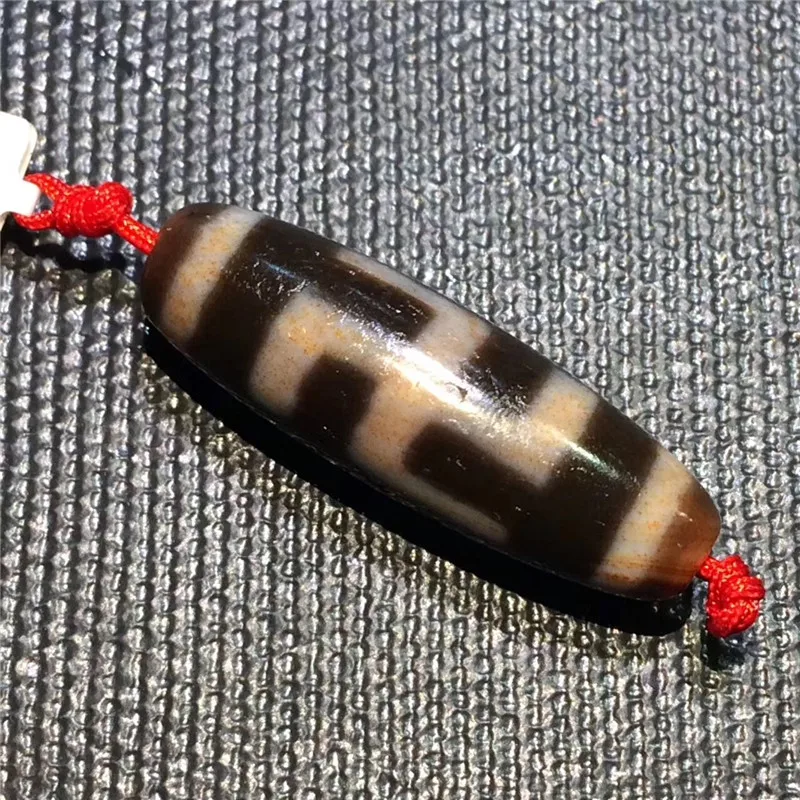 

181104-3 Natural Stone Rare Pattern Cinnabar Dots Tibetan Dzi Beads Powerful Amulet Antique Collectible Real Tibet Beads