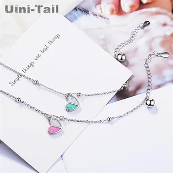 

Uini-Tail new 925 sterling silver small fresh simple heart-shaped jewelry Korean sweet girl heart ice cream bracelet GN419