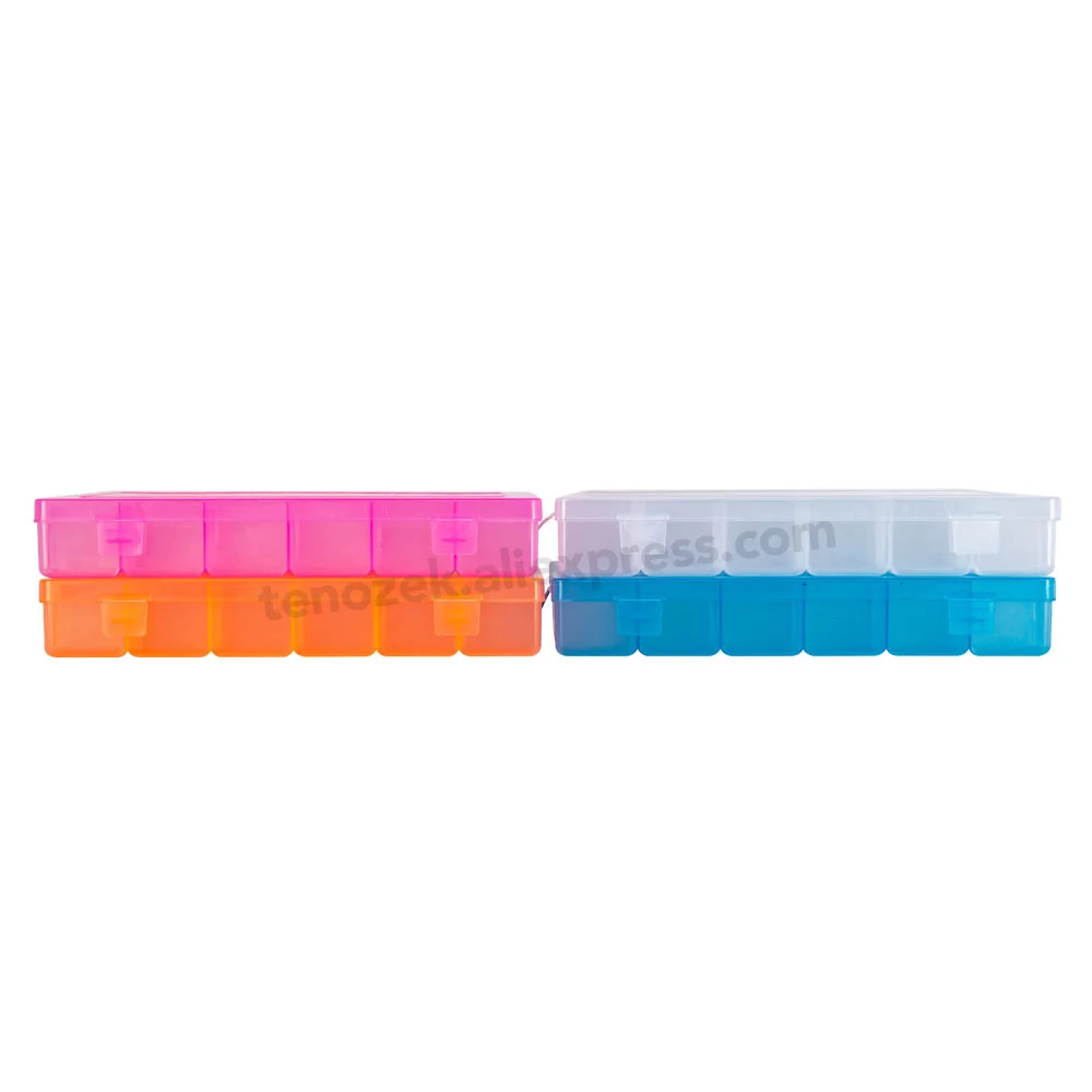 Life Essential 10/15/24/36 Compartment Storage Box Practical Adjustable Plastic Case for Bead Rings Jewelry Display Organizer