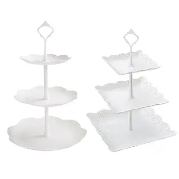 

Three-layer Fruit Plate Cake Stand Tray Plastic Food Serving Platter Dessert Vegetable Storage Rack Party fruit Tray Plate