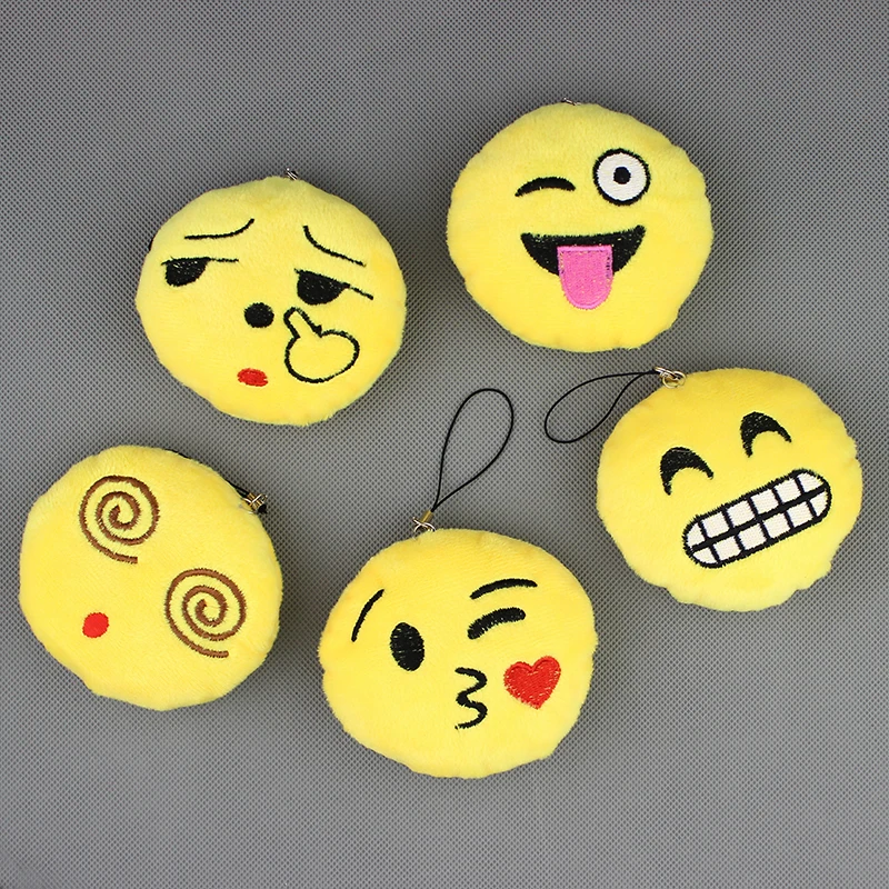 

Hot Sale Cute Small Emoji Smiley Emoticon Amusing Key Chain Soft Toy Gift Pendant Bag 10pieces/lot
