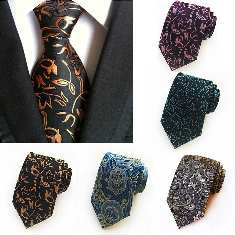 

Classic Mens Floral Tie Paisley Folwer Pattern Luxury Silk Easy To Match with Wedding Banquet Party Necktie