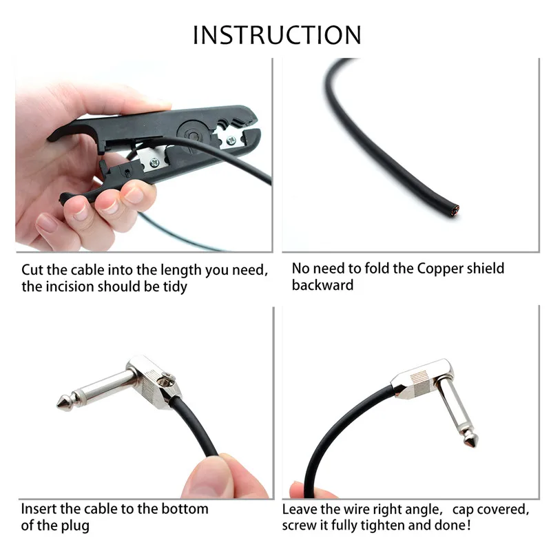 ALLMusic Solderless Connections Design Guitar Cable DIY Guitar Pedal Patch Cable kit 10 Solderless Angle Plug 3M Cable ALLMusic Solderless Connections Design Guitar Cable DIY Guitar Pedal Patch Cable kit 10 Solderless Angle Plug 3M Cable