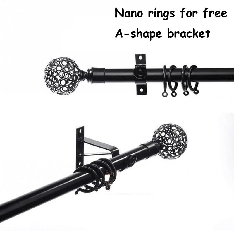 

High quality good loading capacity 22mm(7/8inch) diameter Single curtain rod set+paint steel ball hollow finial+metal brackets