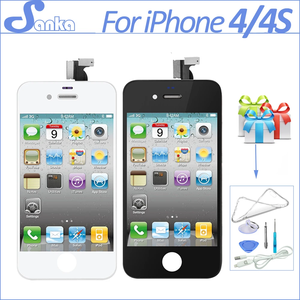 20 шт. для Iphone 4 4s A1332 lcd сенсорный экран дигитайзер сборка ЖК-дисплей Pantalla Замена