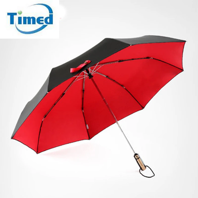 Three folding Fully automatic Male Female Umbrellas Big 123cm Double Layer High Quality