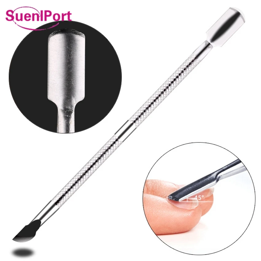

Sune l Port 1pc Stainless Steel Cuticle Pusher Cuticle Remover Double Sided Finger Dead Skin Push Manicure Pedicure Nail Cleaner