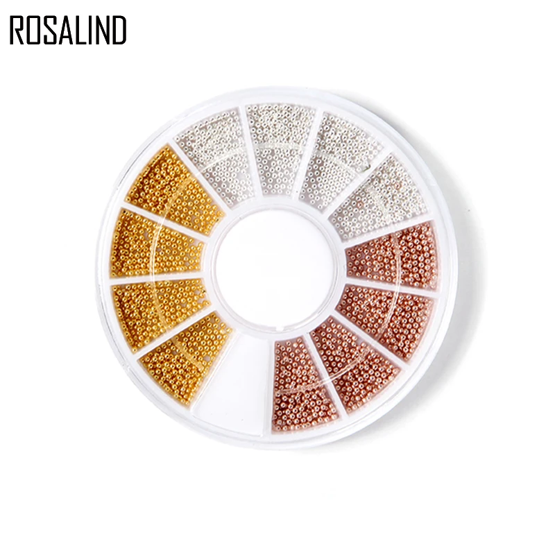 ROSALIND 1 коробка Стальные Бусины шпильки для ногтей золотого и серебряного цвета