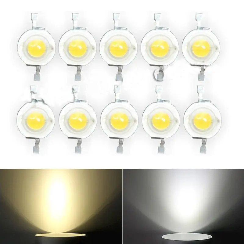 

100Pcs/lot Full Watt 1W High Power LED lamp 110-120LM LEDs Bulb light Emitting Diodes SMD Chip White for 3W -18W Spotlight