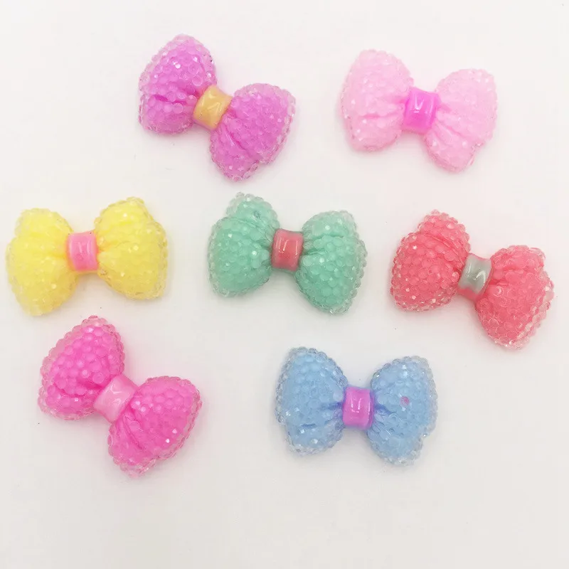 

Hot 30pcs 16*23mm Resin Candy Color BOW Rhinestone FlatBack Appliques Diy Crafts K38*3