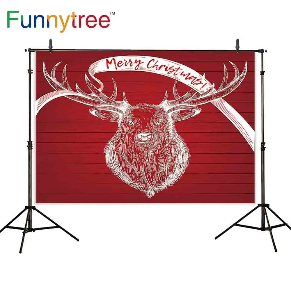 Рождественский фон Funnytree для фотосъемки красное дерево белый мел рисование