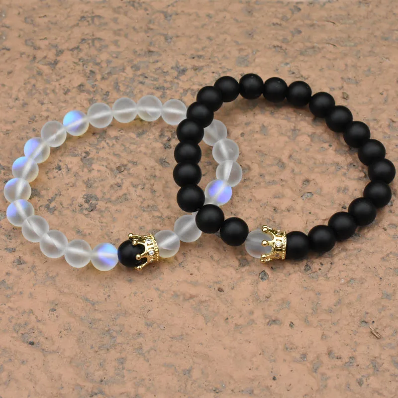 Couple Bracelet Charms Stone Beads Men Jewelry Crown Bracelets For Women Pulseira Masculina Bileklik Pulseira Feminina Couple Bracelet Charms Stone Beads Men Jewelry Crown Bracelets For Women Pulseira Masculina Bileklik Pulseira Feminina