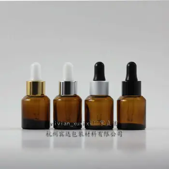 

15ml brown Glass Essential Oil Bottle With aluminum dropper cap.Essential Oil Container