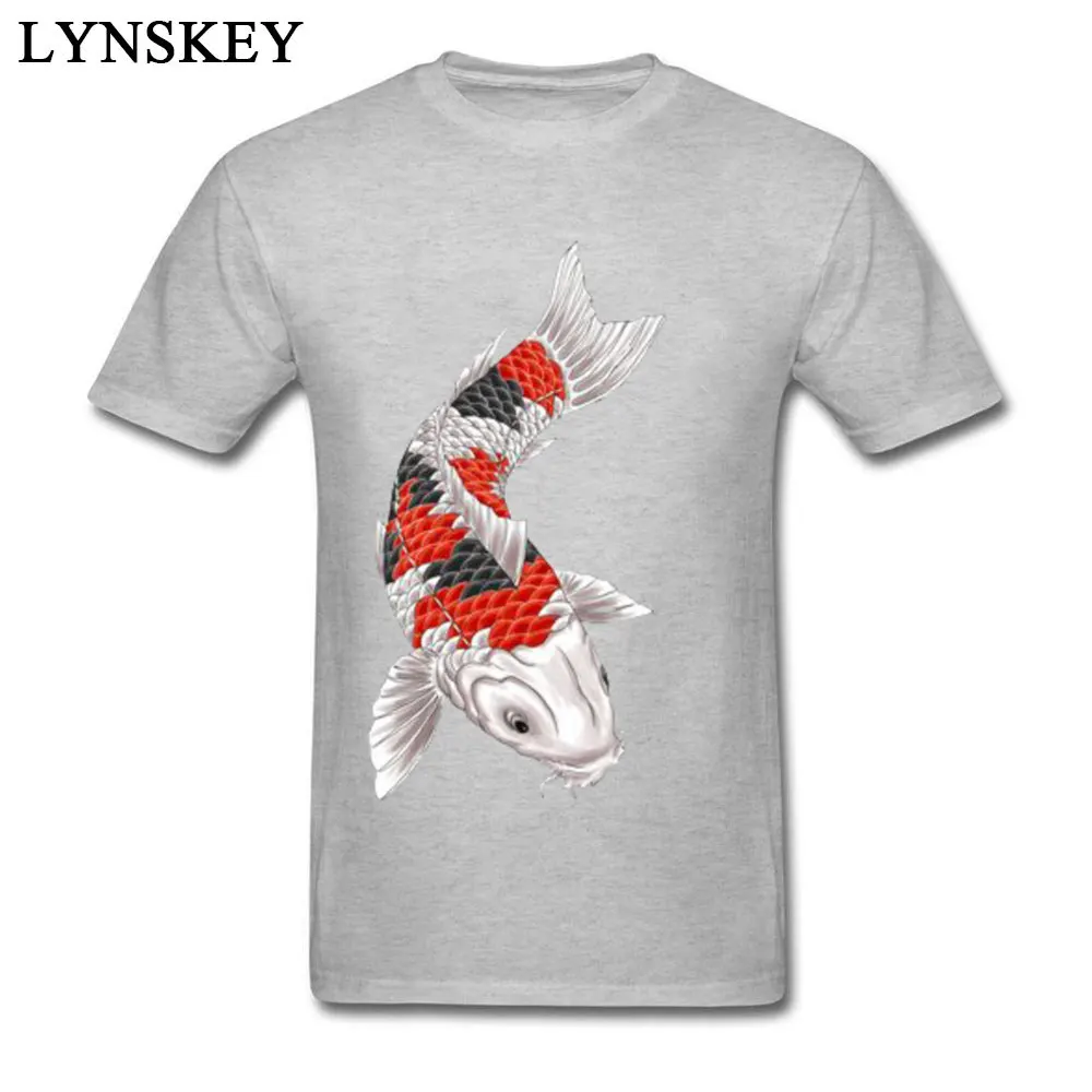 Special Design Summer/Fall 4-2-fish-tattoos-picture Short Sleeve T Shirts 100% Cotton Crew Neck Men's Tops Shirt Print Sweatshirts 4-2-fish-tattoos-picture grey