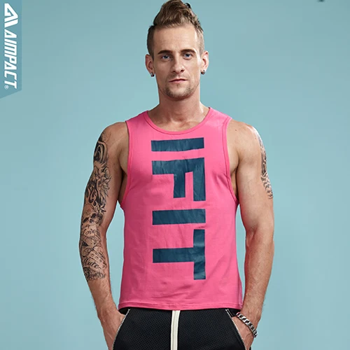 Aimpact Бодибилдинг мужские топы на бретелях яркие приталенные базовые мужские жилеты майка для мышц Кроссфит фитнес спортивные футболки мужские AM1021 - Цвет: Pink