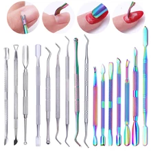 1 шт. двухсторонний корректор канавок для ногтей, толкатель для кутикулы, педикюр, нержавеющая сталь, инструмент для маникюра, аксессуары для ногтей