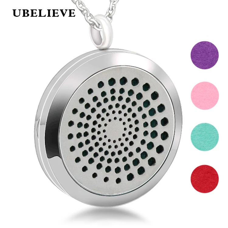 Silver Aromatherapy Locket Essential Oil Diffuser Necklace Stainless Steel Locket Diffuser