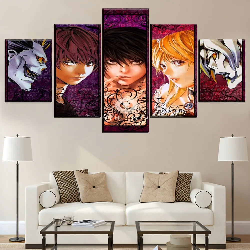 Death Note Anime 5piece Canvas Wall Art Set Hd Prints Modular Home Decor For Living Room - 3