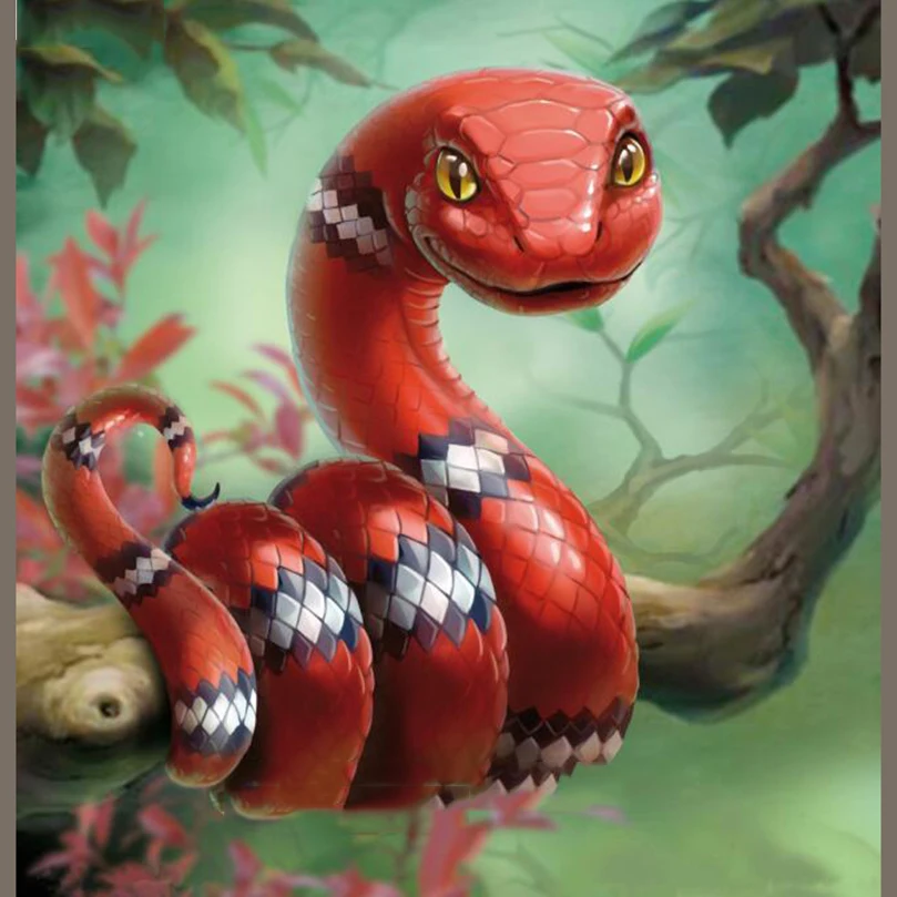 

3D DIY diamond Painting Cross Stitch Red snake animal pattern Decorative Needlework diamond embroidery diamond mosaic gift AS252