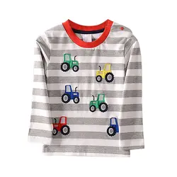 Детская футболка с длинными рукавами с для маленьких мальчиков Новинка для девочек с вышивкой с длинным рукавом в полоску Футболка с