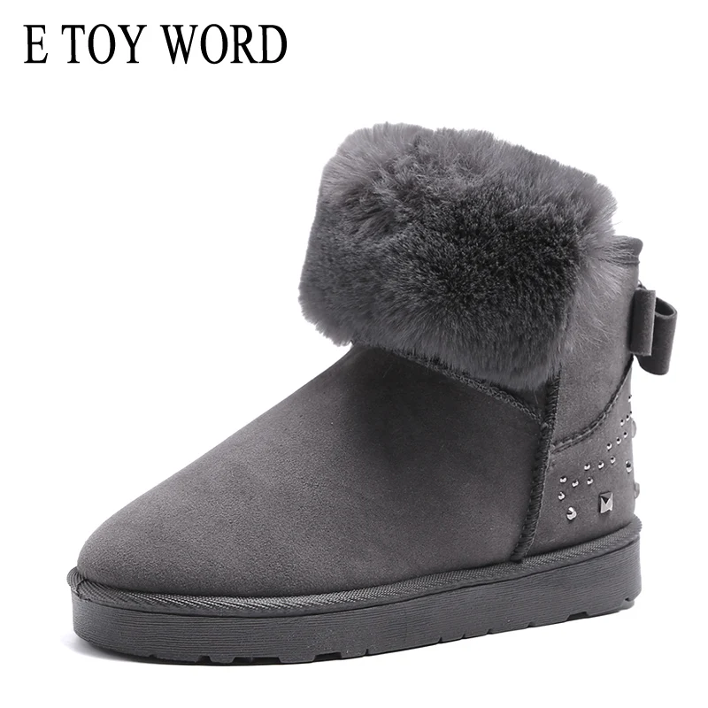

E TOY WORD Winter Women Boots New Style Thickened Female Snow Boots Bottom Flat Warm Waterproof Women Snow Boots
