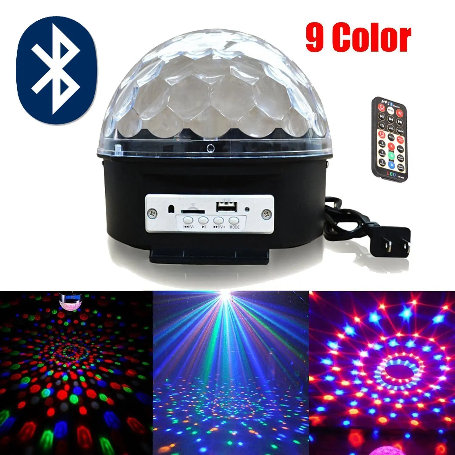 

LumiParty Upgrade 9 Color Mp3 Bluetooth Music Led RGB with Music Crystal Magic Effect Ball Light DMX Disco Dj Stage Light
